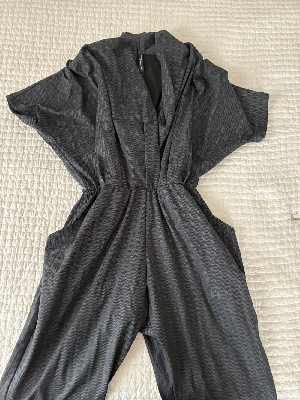 MEG three pleat Herringbone jumpsuit - Charcoal Gray